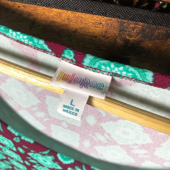 LuLaRoe Teal and Burgundy Geometric Midi Dress - Picture 11 of 14